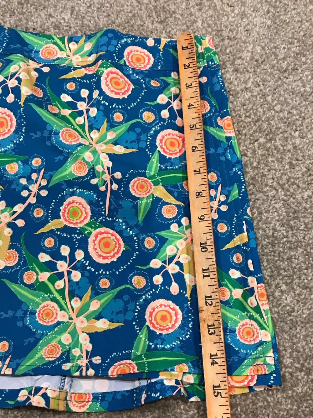 Ripskirt Hawaii Blue Floral A-Line Skirt with Green and Pink Accents - Picture 4 of 5